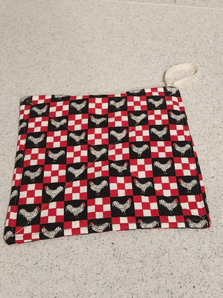 Red-Black-White Checkered Roster Hot Pad