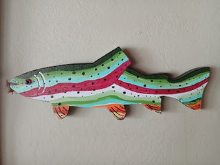 Hand Painted Wooden Trout Hanging