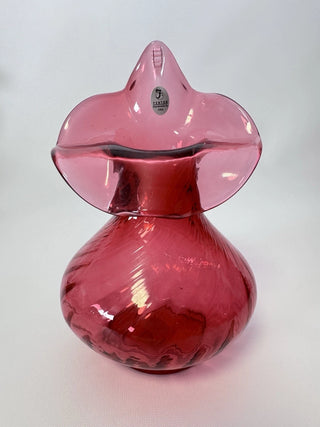 Vintage Fenton Cranberry Swirl Jack in the Pulpit Vase