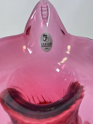 Vintage Fenton Cranberry Swirl Jack in the Pulpit Vase