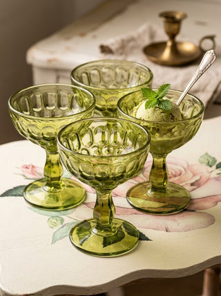 Fenton Colonial Green Thumbprint Champagne or Sherbet Goblet EACH